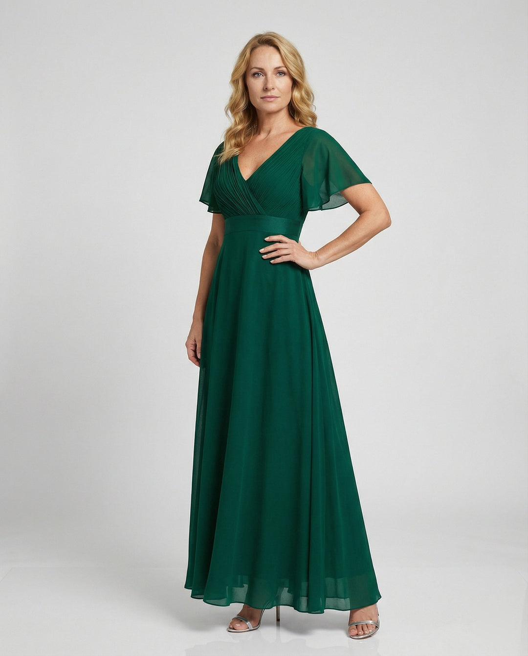 Damen Abendkleid lang Chiffon elegant