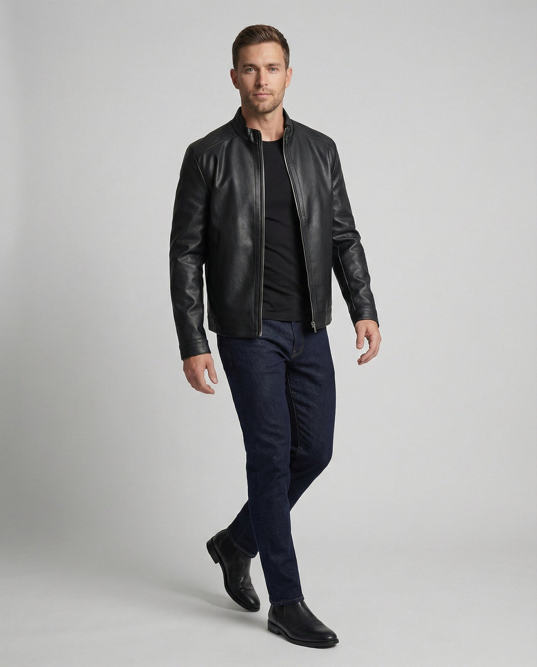 Herren Elegante Kunstlederjacke modern geschnitten – Taviero