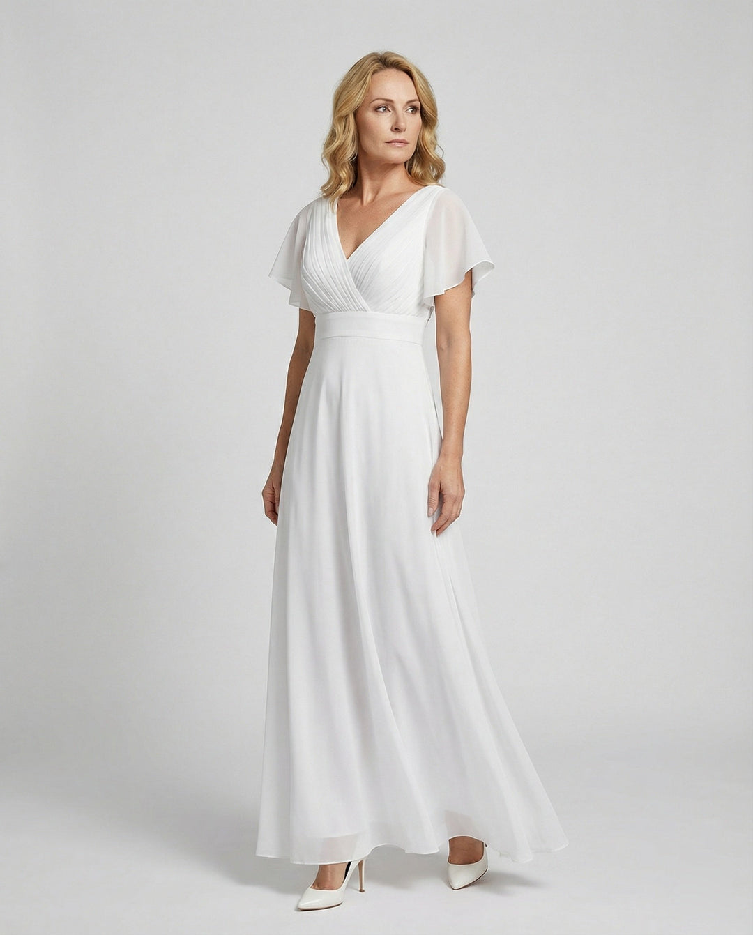 Damen Maxikleid Chiffon elegant plissiert