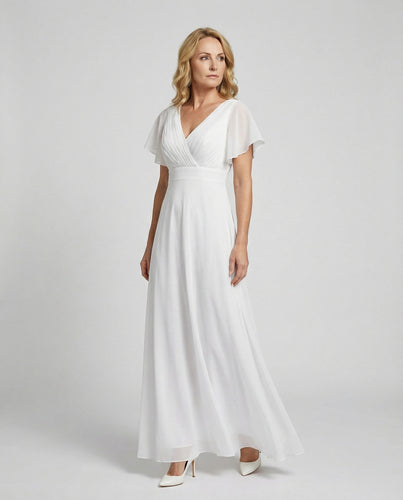 Damen Maxikleid Chiffon elegant plissiert