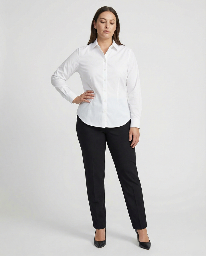Hemdbluse Damen figurbetont mit Knopfdetails