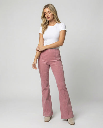Damen Flared Cord-Hose mit hohem Bund und weichem Material Echoarchiv