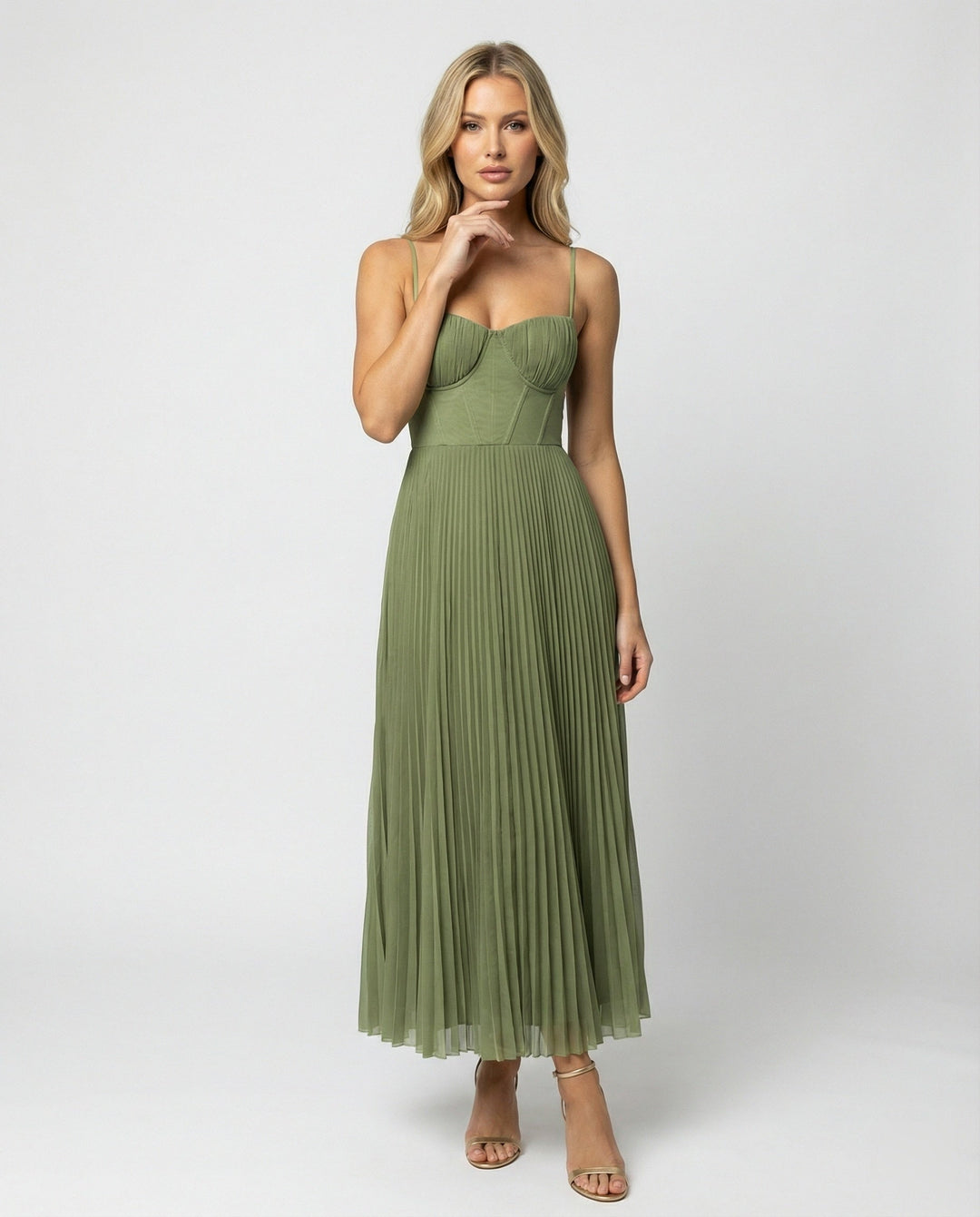 Echoarchiv | Midi Ärmellos Kleid Mit Gefälteltem Tüll-Bustier