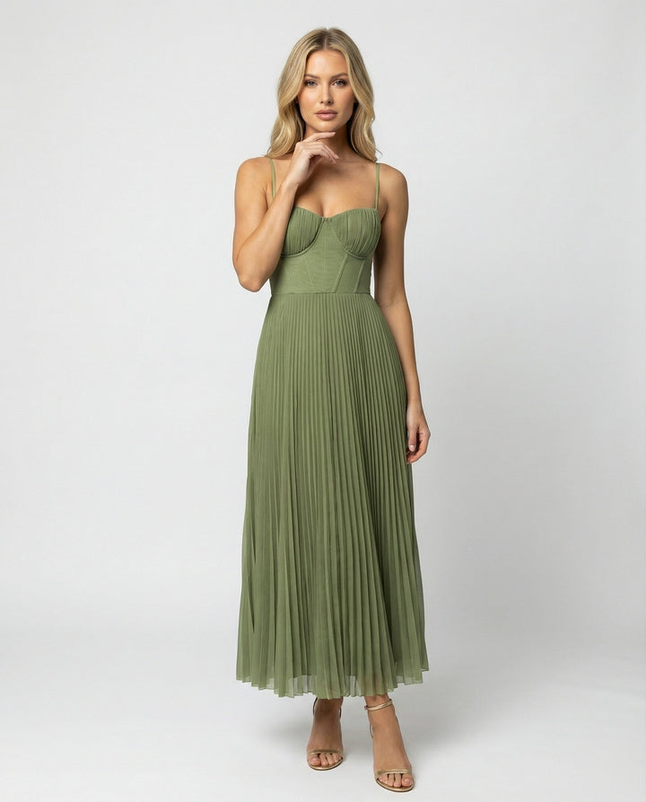 Echoarchiv | Midi Ärmellos Kleid Mit Gefälteltem Tüll-Bustier