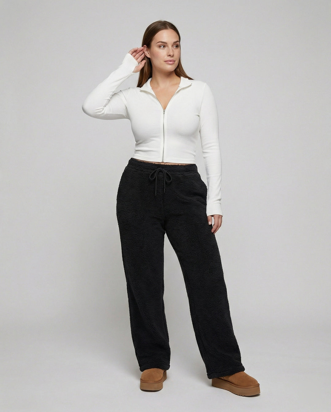 Damen kuschelige Fleece-Hose mit weitem Schnitt Echoarchiv