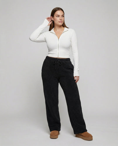 Damen kuschelige Fleece-Hose mit weitem Schnitt Echoarchiv