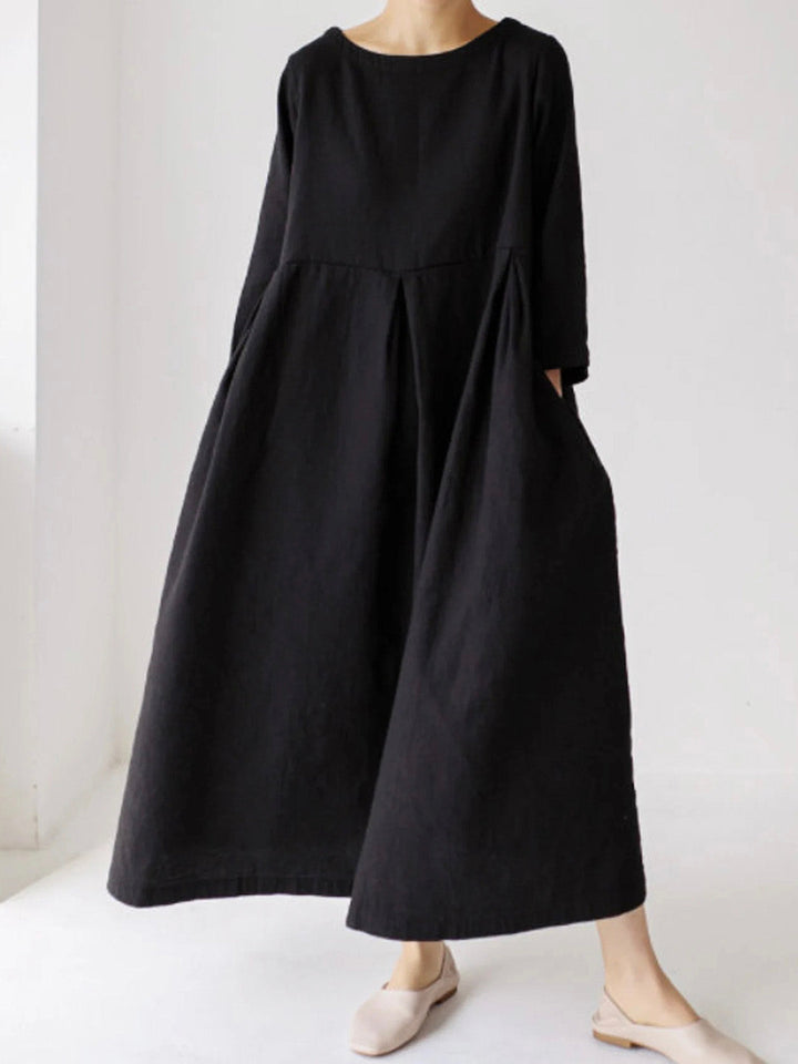 Echoarchiv | Lockeres Leinenkleid mit Seitentaschen