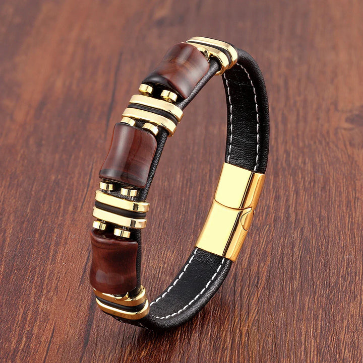 Echoarchiv | Tigerauge Naturstein Lederarmband