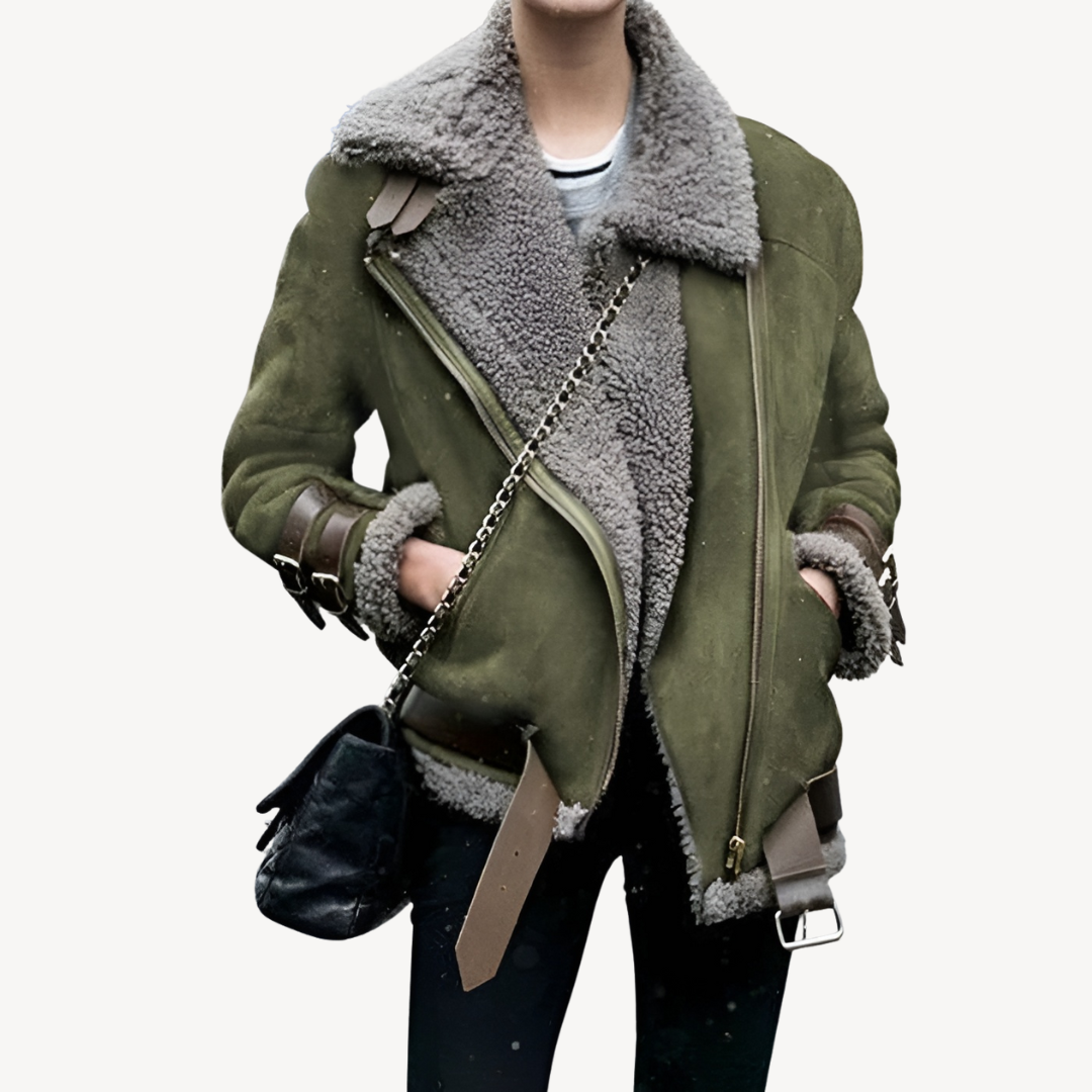 Echoarchiv | Lammfell Gefütterte Bikerjacke für Damen