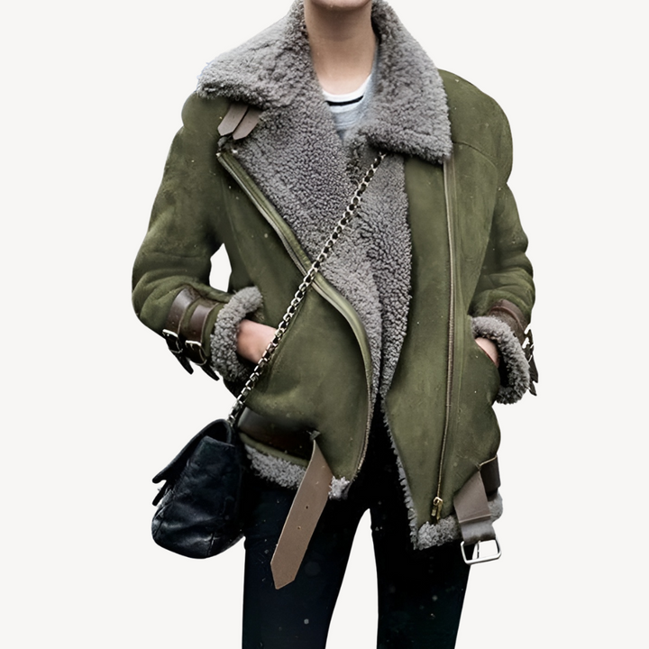Echoarchiv | Lammfell Gefütterte Bikerjacke für Damen