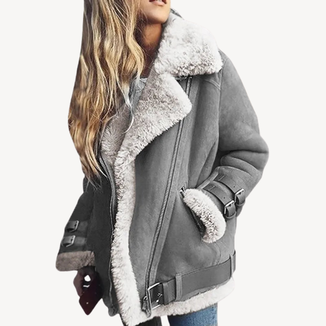 Echoarchiv | Lammfell Gefütterte Bikerjacke für Damen