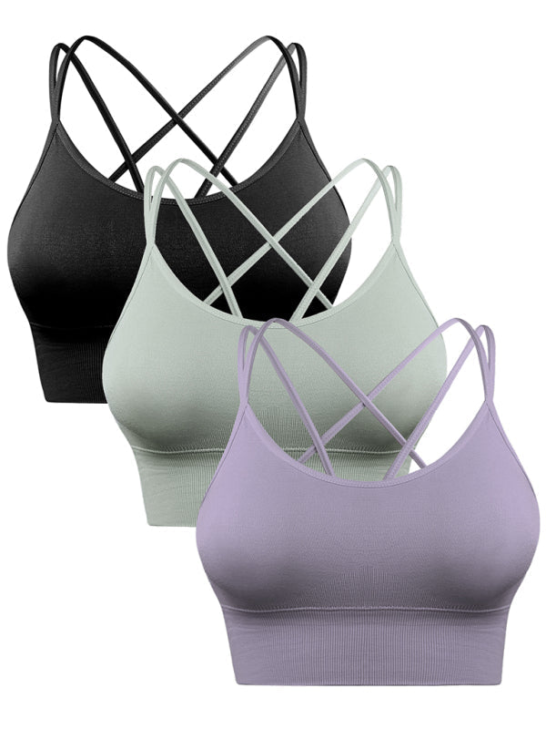 Echoarchiv | 3Er Pack Damen Sport Bh Gepolstert Crisscross Yoga Bh Nahtlos Mittel Impact Fitness ActivewEchoarchivr
