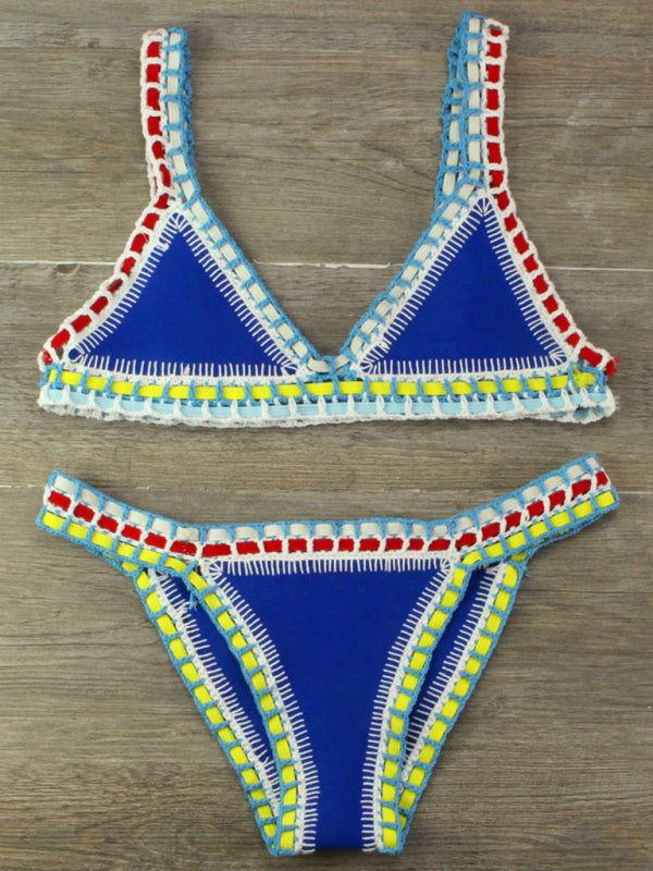 Echoarchiv | Handgehäkelter Bikini Strickpaneel Badeanzug Set