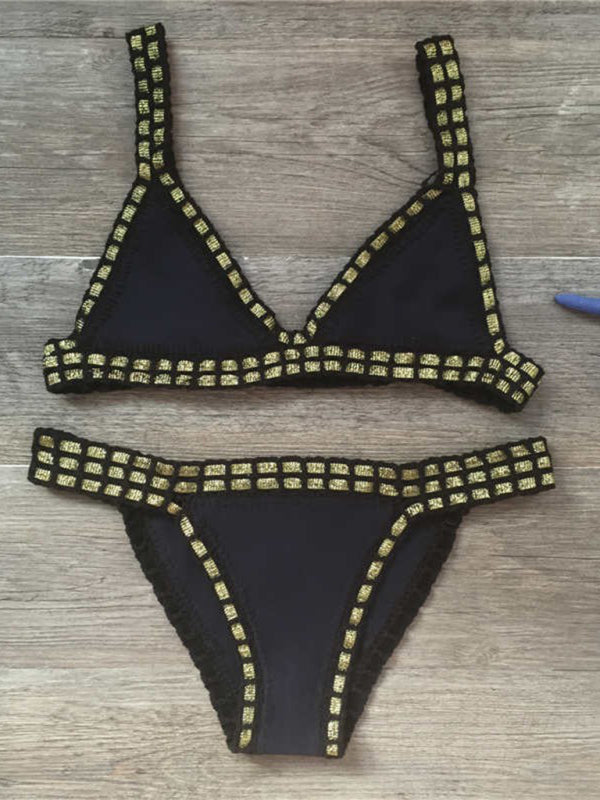 Echoarchiv | Handgehäkelter Bikini Strickpaneel Badeanzug Set