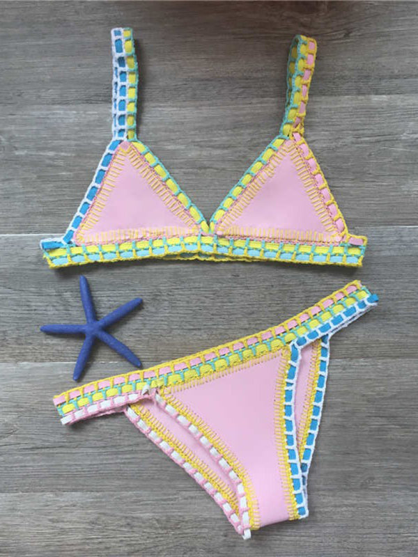 Echoarchiv | Handgehäkelter Bikini Strickpaneel Badeanzug Set