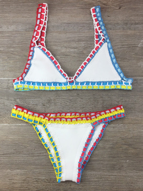 Echoarchiv | Handgehäkelter Bikini Strickpaneel Badeanzug Set