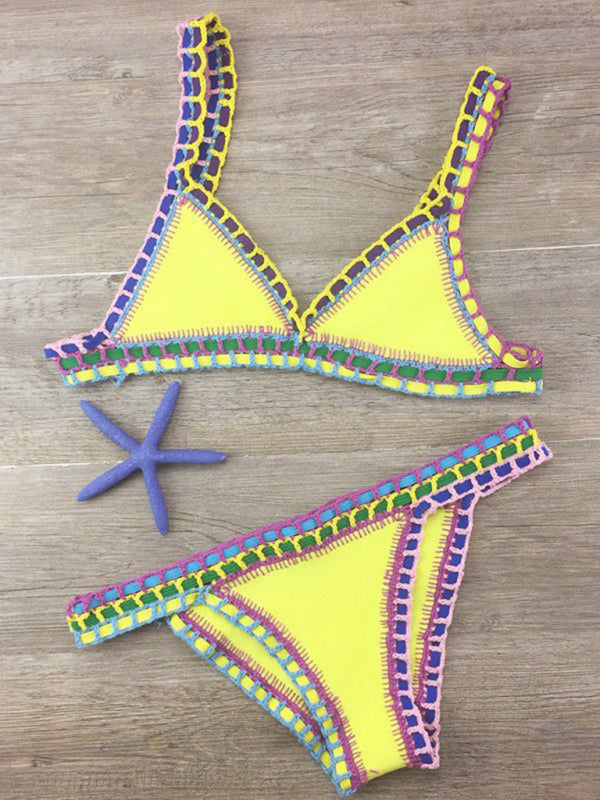 Echoarchiv | Handgehäkelter Bikini Strickpaneel Badeanzug Set