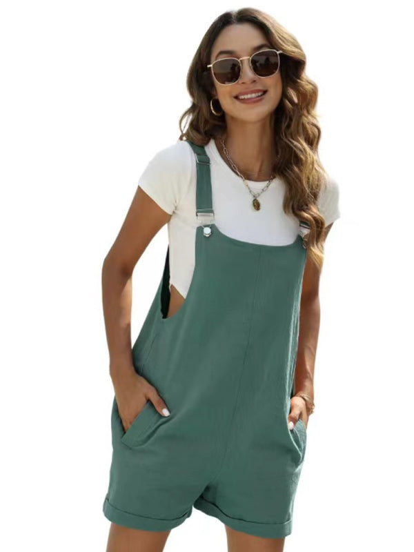 Echoarchiv | Damen Verstellbare Lässige Lockere Overall-Shorts aus Baumwolle