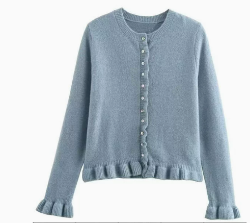 Echoarchiv - Schicker Herbst-Cardigan mit Rüschen für Frauen