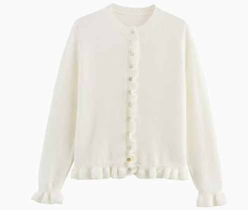 Echoarchiv - Schicker Herbst-Cardigan mit Rüschen für Frauen