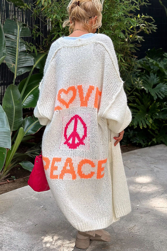 Echoarchiv | Oversize Strickjacke Mit Love & PEchoarchivce Motiv