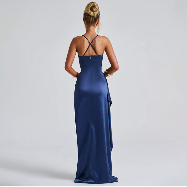 Marineblaues Maxikleid – Valéora
