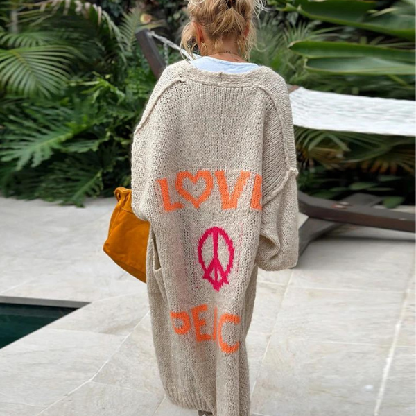 Echoarchiv | Oversize Strickjacke Mit Love & PEchoarchivce Motiv