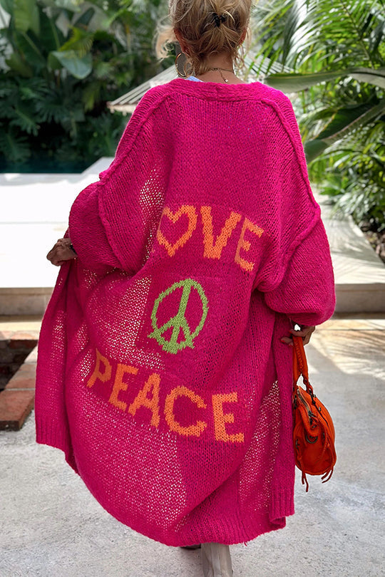 Echoarchiv | Oversize Strickjacke Mit Love & PEchoarchivce Motiv