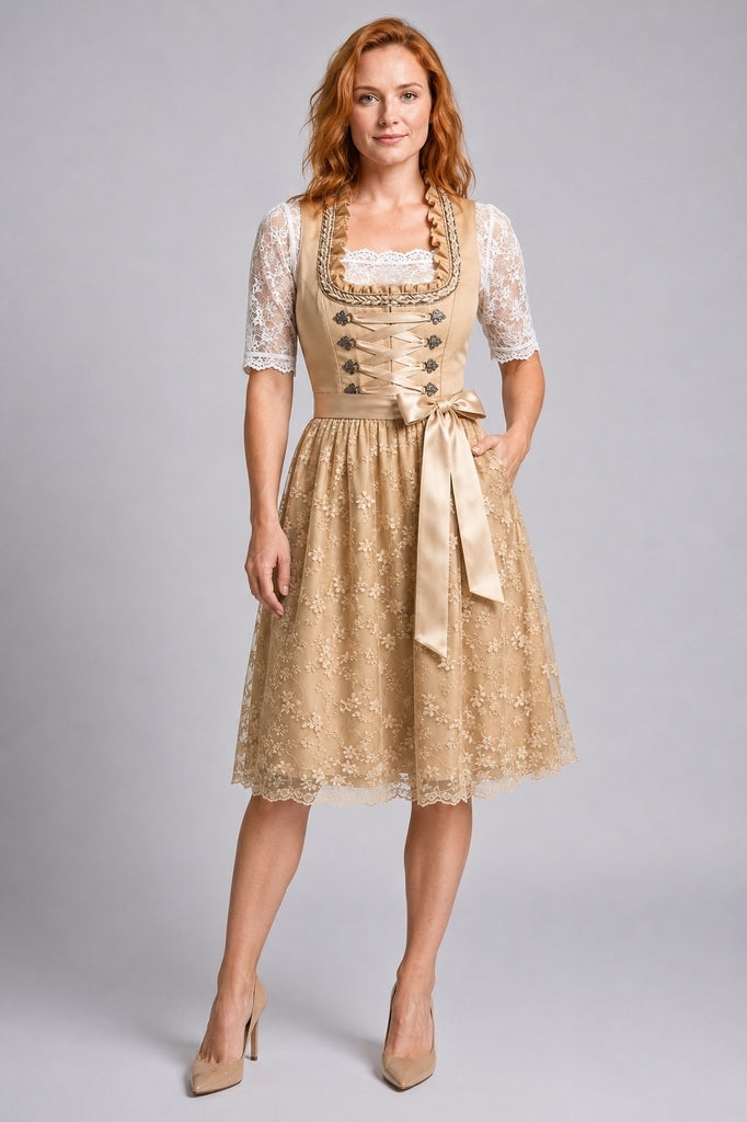 Echoarchiv | Traditionelles Deutsches Dirndlkleid mit Schnürmieder und Spitzenbluse