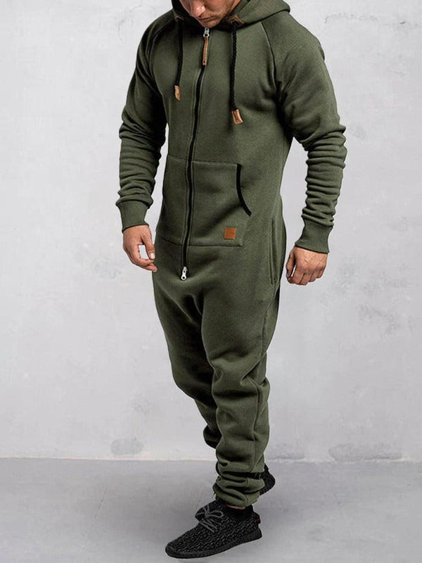 Echoarchiv | Jumpsuit Fleece Komfort Lässige Passform Kapuze Voller Reißverschluss Taschen