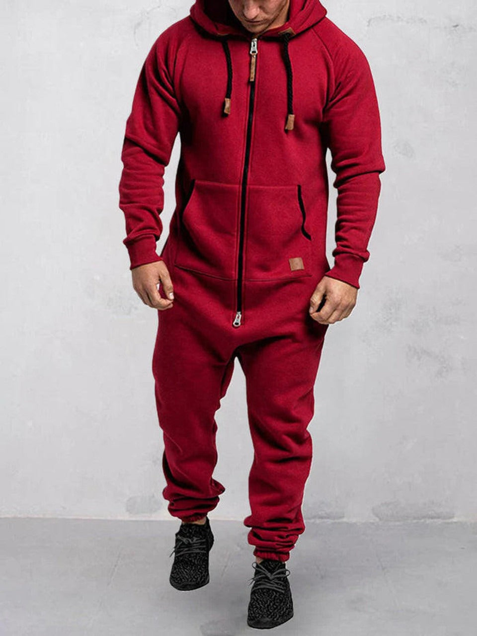 Echoarchiv | Jumpsuit Fleece Komfort Lässige Passform Kapuze Voller Reißverschluss Taschen