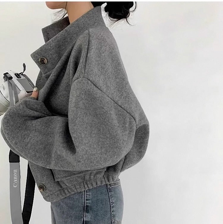 Echoarchiv | Kurze graue Wolljacke für Frauen Mauwi