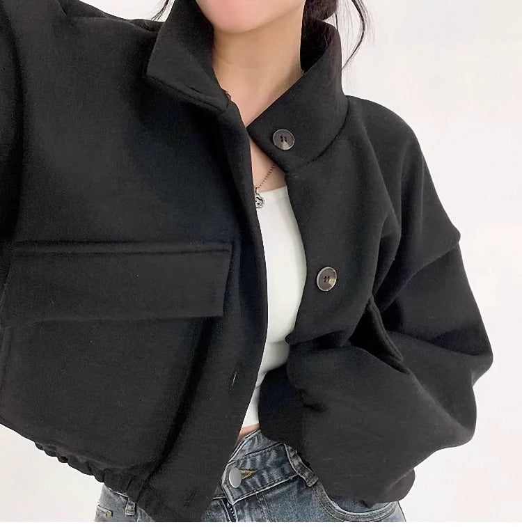 Echoarchiv | Kurze graue Wolljacke für Frauen Mauwi