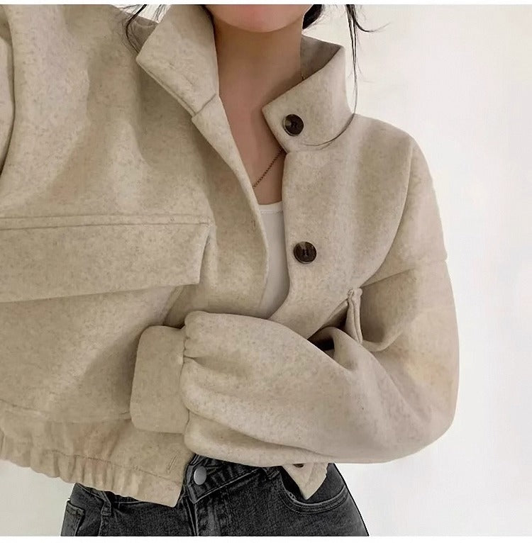 Echoarchiv | Kurze graue Wolljacke für Frauen Mauwi