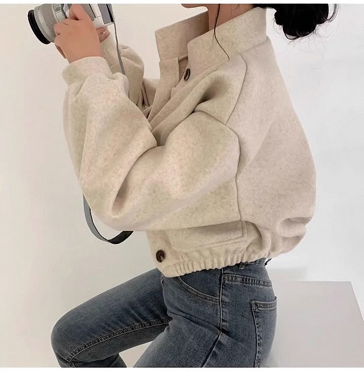 Echoarchiv | Kurze graue Wolljacke für Frauen Mauwi