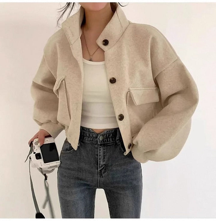 Echoarchiv | Kurze graue Wolljacke für Frauen Mauwi