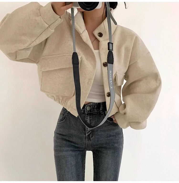 Echoarchiv | Kurze graue Wolljacke für Frauen Mauwi