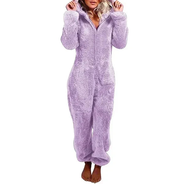 Echoarchiv | Damen Teddy Fleece Overall mit Kapuze