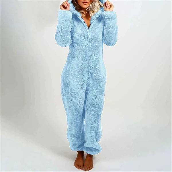Echoarchiv | Damen Teddy Fleece Overall mit Kapuze