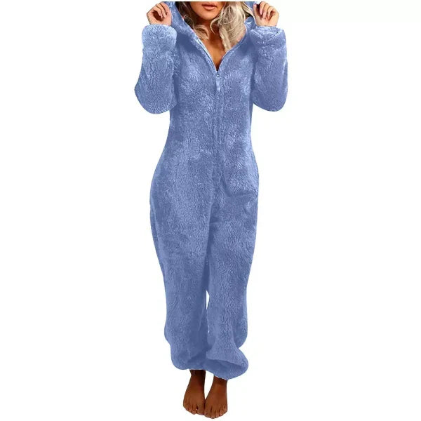 Echoarchiv | Damen Teddy Fleece Overall mit Kapuze