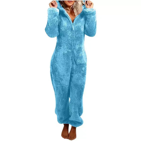 Echoarchiv | Damen Teddy Fleece Overall mit Kapuze