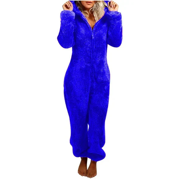 Echoarchiv | Damen Teddy Fleece Overall mit Kapuze