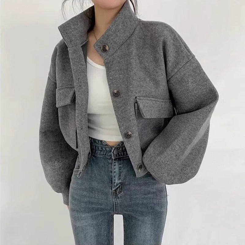 Echoarchiv | Kurze graue Wolljacke für Frauen Mauwi