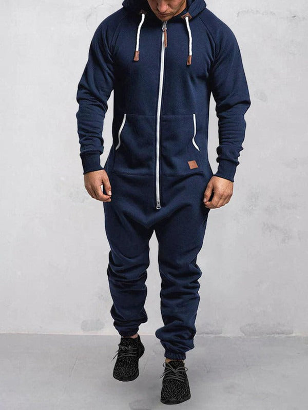 Echoarchiv | Jumpsuit Fleece Komfort Lässige Passform Kapuze Voller Reißverschluss Taschen