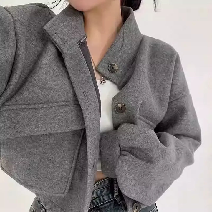 Echoarchiv | Kurze graue Wolljacke für Frauen Mauwi