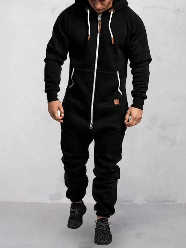 Echoarchiv | Jumpsuit Fleece Komfort Lässige Passform Kapuze Voller Reißverschluss Taschen