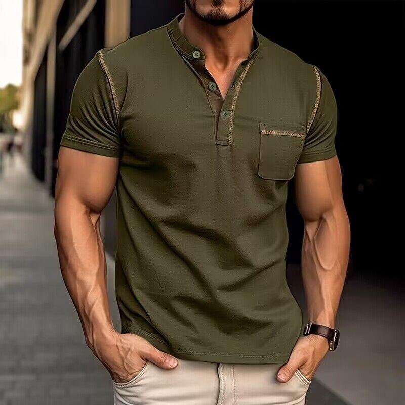 Luxus-Polo mit Henley-Kragen