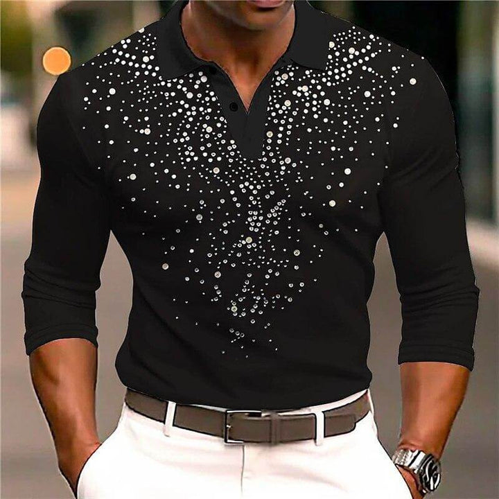 Echoarchiv | Luxus Pailletten Polo Shirt Stylisches Freizeit Slim Fit All Season Top