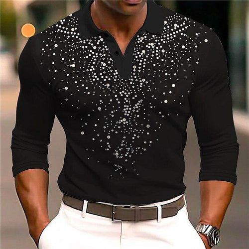 Echoarchiv | Luxus Pailletten Polo Shirt Stylisches Freizeit Slim Fit All Season Top