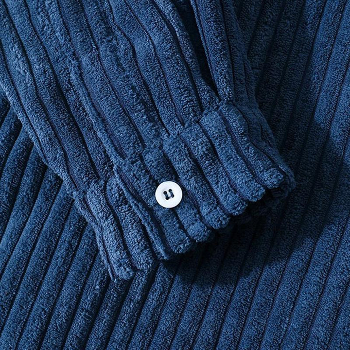 Echoarchiv - Stilvolles Dunkelblaues Lässiges Corduroy Herbst Overshirt für Männer